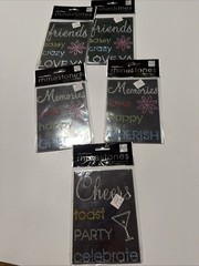 Lot Of 5 Self Adhesive Love Happy Cherish Cheers Toast Party Rhinestones