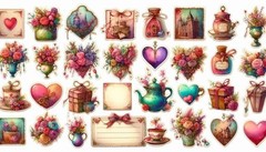 Set Of Love Valentines Embellishments Junk Journal Scrapbook PICK A SET