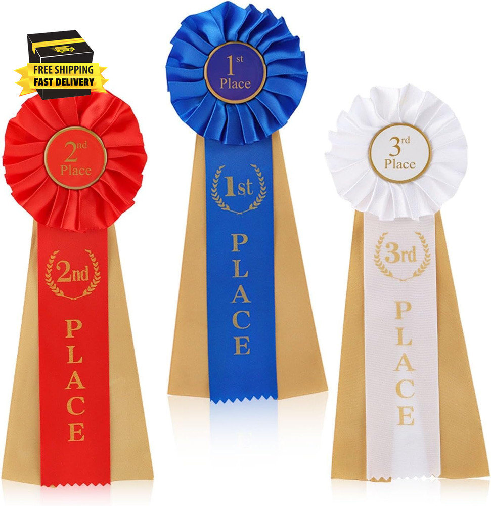 3 Pcs Award Ribbons Rosette Set Satin Participation Ribbon Honorable Awards Badg