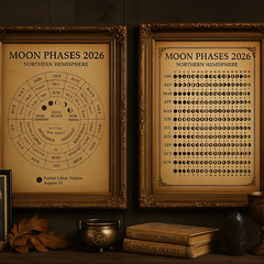 USA Veteran Made Moon Phases 2026 Calendar Set Lunar Chart Full Moon Dates Art