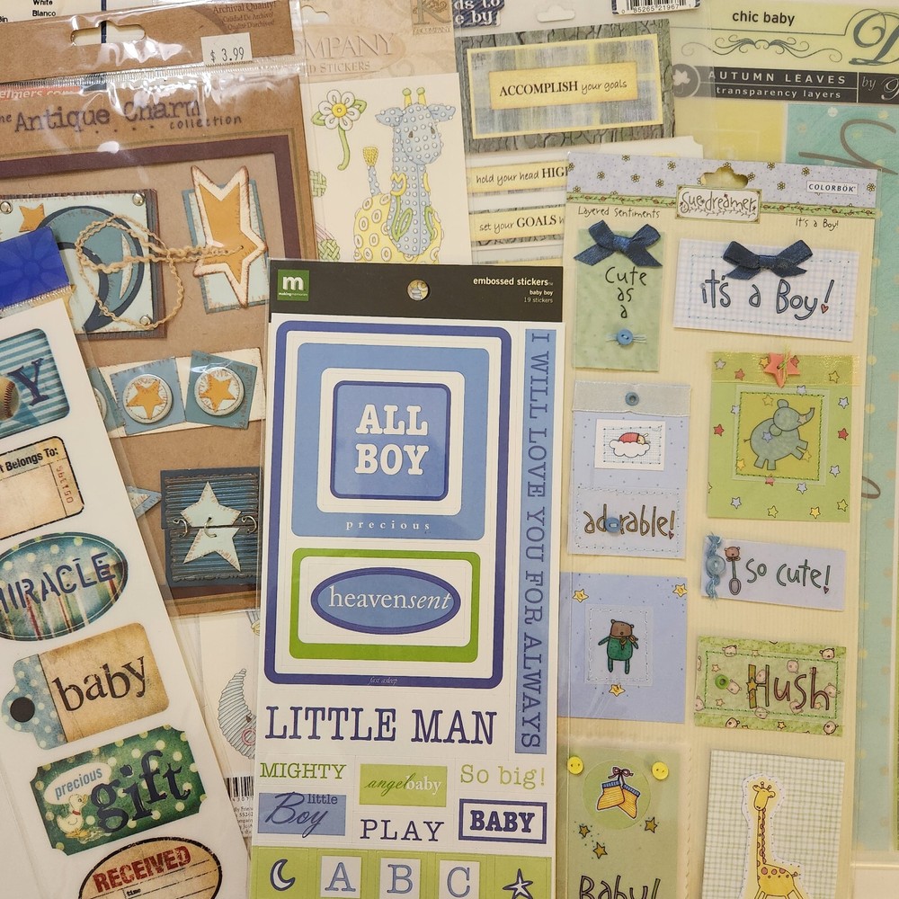 NEW Lot 7 Pkgs BABY BOY Stickers Rub-Ons Transparency Making Memories Daisy Ds-Z