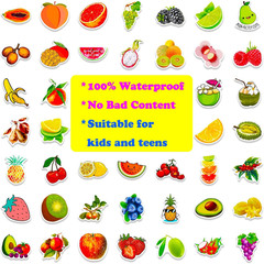 Fruit Stickers, 100 Pcs Cute Fruits Stickers Pack, Colorful VSCO Waterproof Stic