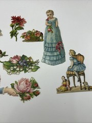 Lot Of 11 Victorian Scrap Ephemera For Collecting/ Scrapbooking Kids Floral