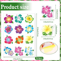288Pcs Hibiscus Stickers Hawaiian Tropical Luau Stickers Hawaii Flower Self Adhe