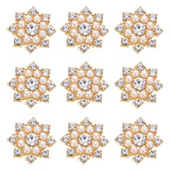Exceart 50Pcs Rhinestone Pearl Snowflake Diy Accessories For Hair Clips And