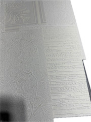 10 Assorted Vintage Textured White Wallpaper Samples / Remnants. Set 5.