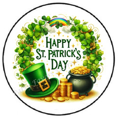 HAPPY ST PATRICKS DAY WREATH ENVELOPE SEALS LABELS STICKERS PARTY FAVORS