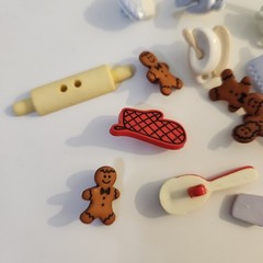 UNUSED Decorative Buttons BAKING COOKIES TEA SET Crafts Sewing Scrapbook