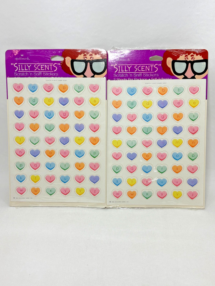 Vtg 80s Hallmark Stickers Silly Scents Scratch And Sniff Heart Letters 4 Sheets