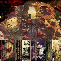 120 Sheets Gothic Scrapbooking Paper for Scrapbook Kit, Vintage Ephemera for Jun