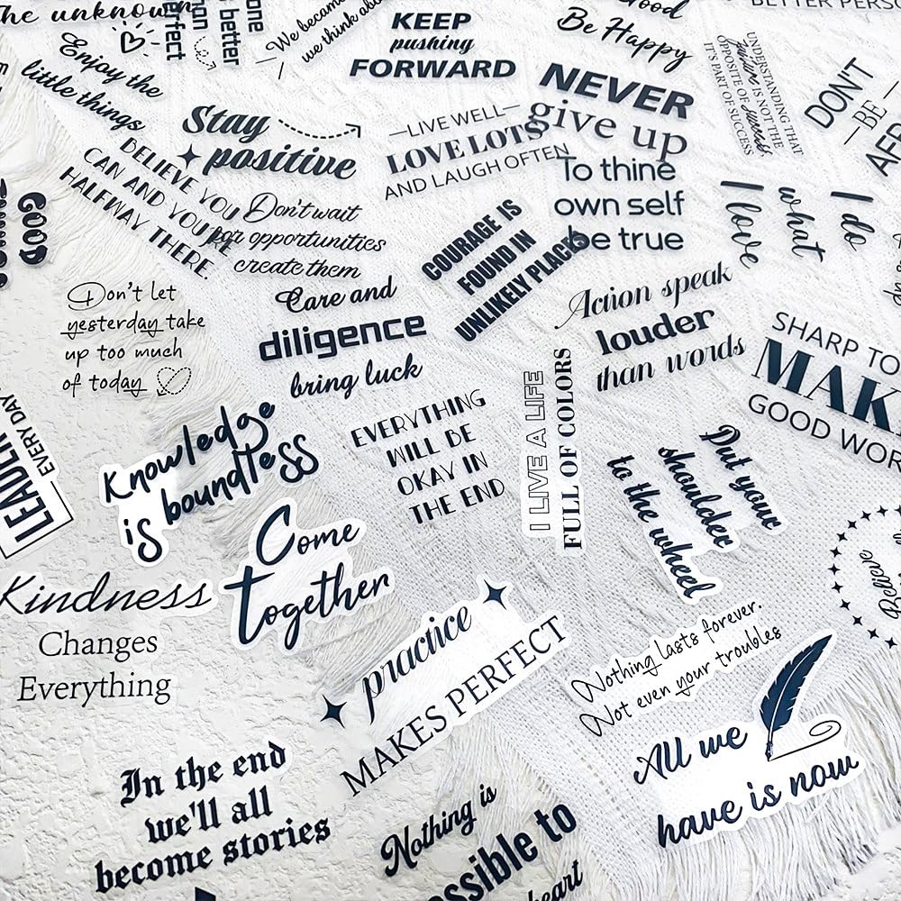 50Pcs Motivational Transparent Quote Stickers for Positive Quotes