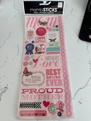 Me & My Big Ideas Mambi Stickers «Mom» Best Mom Ever Love Flowers Scrapbooking
