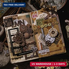 Vilikya 120pcs Steampunk Junk Journal Supplies, Small Vintage Scrapbook Material
