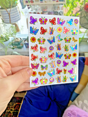 Sparkle Retro Butterflies Sticker Sheet (1 Sheet, 4×5 In., .5-.75 In. Stickers)
