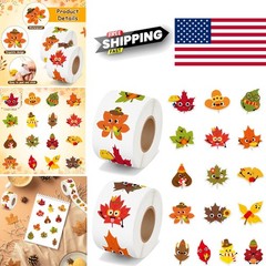 1000 Pcs Fall Maple Leaf Stickers Cartoon Style Waterproof for Indoor Outdoor