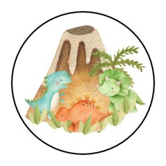 30 1.5″ DINOSAUR BIRTHDAY BABY SHOWER FAVOR LABELS ROUND STICKERS***