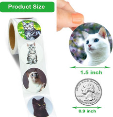 500 Pcs 1.5″ Cat Stickers for Kids and Teachers, Toddler Birthday Party
