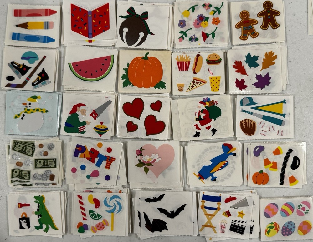 Vintage Mrs. Grossman’s Lot of 25 mod sticker strips 2″ x 1.5″, various themes