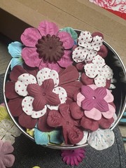 Prima Multicolor Paper/Felt Flower Scrapbooking Embellishments Mixed Lot