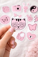 Pink Girly Aesthetic Sticker Set – 18 Piece