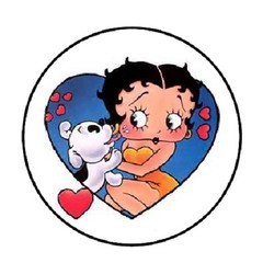 48 Betty Boop and dog with hearts!!! ENVELOPE SEALS LABELS STICKERS 1.2″ ROUND