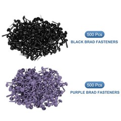 1000 PCS Paper Brass Fasteners Split Pins, Purple/Black, 4.5 x 8 mm