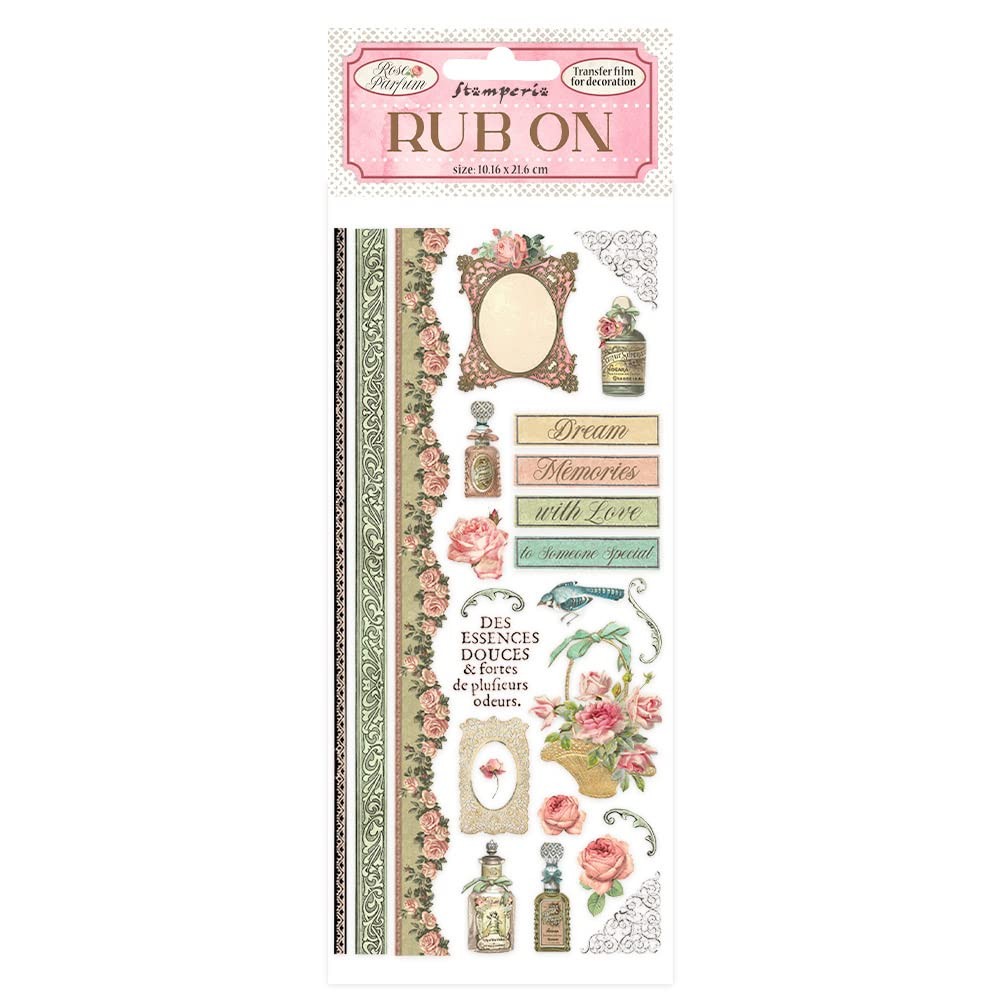 Stamperia Rub-On 4″X8.5″-Rose Parfum 1 Count (Pack of 1), Multi Colour