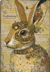 Huge Lot of Junk Journal Art Cards, Steampunk Animals 31pcs, 4″ x 6″