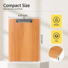 WORPSON Wood-Grain Lap Board Clipboard, for Letter & A4 Size Solid Cherry