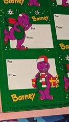 Vintage Hallmark Stickers Barney The Purple Dinosaur Christmas Lot 2 Sheets