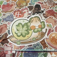 10 PIECES MYSTERY Sticker Lot Animal Snail Cartoon Colorful Food Dessert