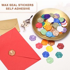 100Pack Wax Seal Stickers Self-Adhesive Envelope Seal Stickers, Bright Silver