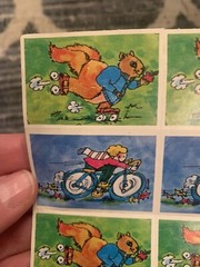 VINTAGE! 1985 Scholastic Inc 12 Stickers 6 Squirrels on Skates & 6 Child Biking