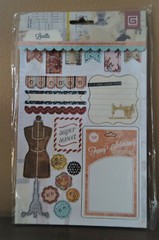Basic Grey Lucille Scrapbook LOT 12 X 12 Paper Chipboard, Snippets & Buttons