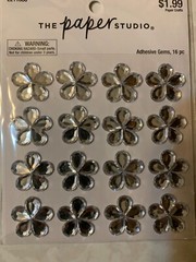 THE PAPER STUDIO 3D ADHESIVE GEMSTONE CLEAR CRYSTAL FLOWERS 16PCS