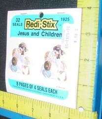 Vintage Stickers Die Cut Seals Jesus & Children Easter Religion Standard USA NOS