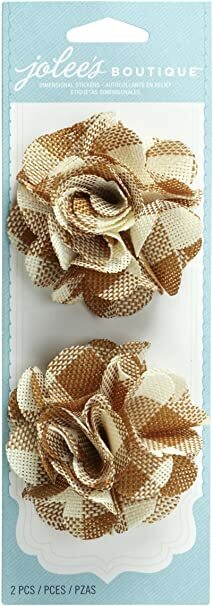 Jolee’s Boutique Plaid Burlap Flower Stickers Embellishment DIY Crafts
