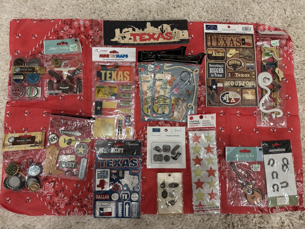Mixed Brands Texas Western Country Scrapbooking Lot Stickers Brads Paper Metal