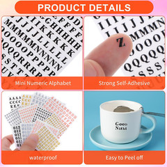 12Sheets Small Letter Stickers, 0.1-0.2» Mini Alphabet Stickers Self-Adhesive E