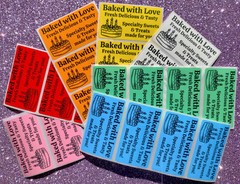 50 BAKERY 2.25″ LABELS CAKE DESSERT TREATS CUSTOM SCRATCH RESISTANT
