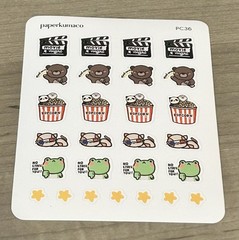 NEW PaperKumaCo “Movie Night” Sticker Sheet Paper Kuma Co PKC Stickers