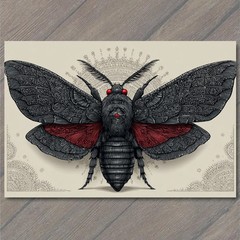 STICKER Death Moth Red Eyes Black Wings Occult Gothic Entomology Lunar
