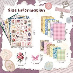 540PCS Vintage Floral Scrapbook Stickers Junk Journal Planner Craft Supplies
