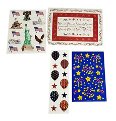 Sticker Sheets Lot of 6 Fall USA Eagle Statute of Liberty Flag Pumpkins Leaves