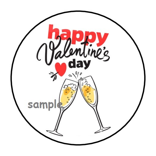 30 HAPPY VALENTINE’S DAY ENVELOPE SEALS LABELS STICKERS 1.5″ HEARTS CHAMPAGNE