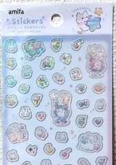 Amifa Kira Kira Animal PVC Sticker Kawaii Cat Kitten Rabbit Sweets Summer JAPAN