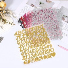 576Pcs, 1″ Glitter Letter Stickers 6Sheets Number Stickers Rose Red