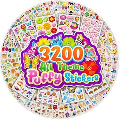 3D Puffy Stickers for Kids, Boys&Girls Sticker Bulk with 3200+ Small Stickers…
