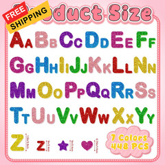 Glitter Foam Letter Stickers, 448 PCS Self-Adhesive 3D ABC 1.5″, Multicolored