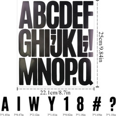 8 Sheets Letter Number Stickers, 3 Inch Vinyl Alphabet Stickers, 174 Pieces Self
